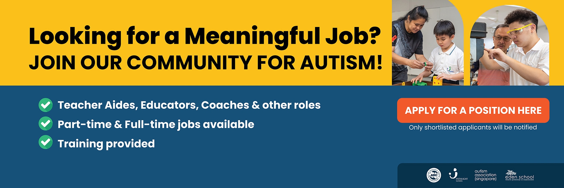 Looking for a meaningful job? Click here to join our Community for Autism